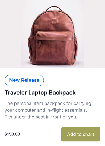 product card showing product added 
            from customer product feedback