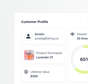 graphic showing the profile of a customer 
                        being enhanced with data from Fairing.