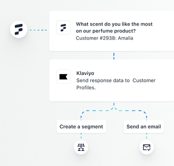 graphic showing data from fairing surveys 
                            used in Klaviyo segmentation and campaigns.